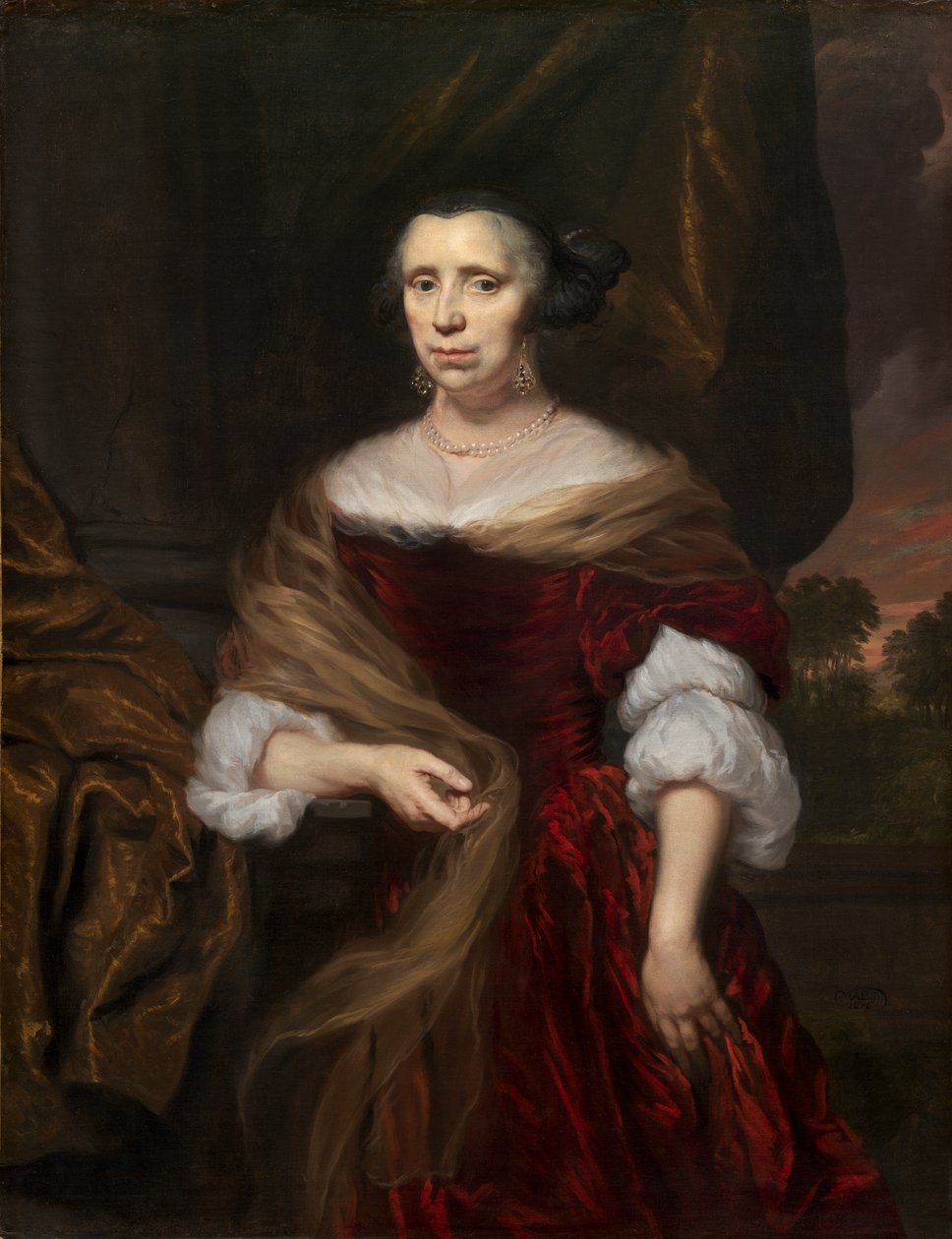 Portret van een dame door Nicolaes Maes