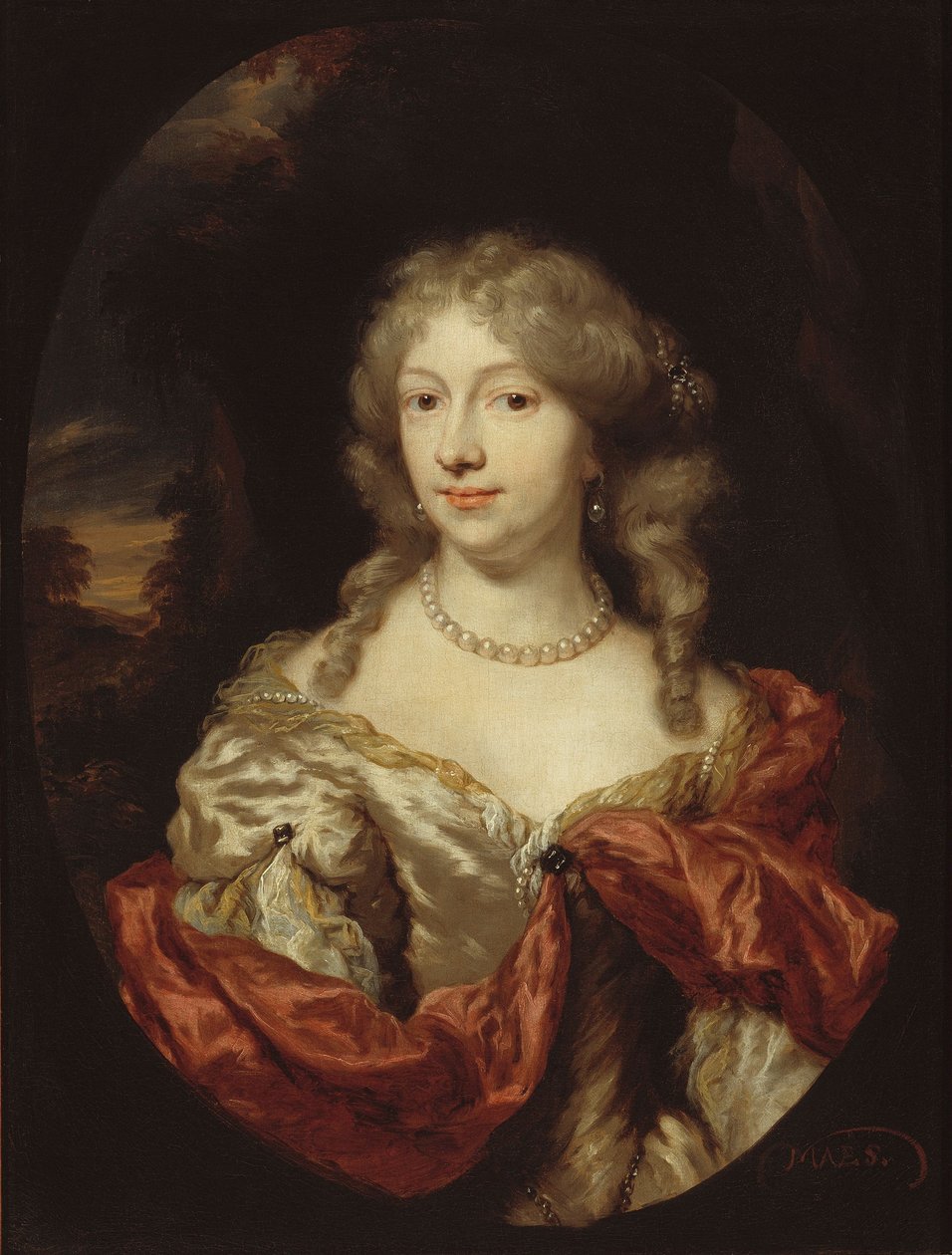 Portret van een jonge dame door Nicolaes Maes