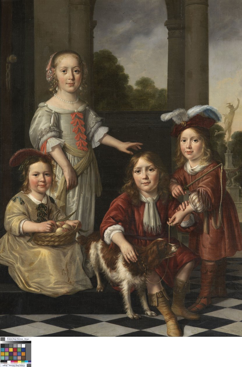 Portret van vier kinderen door Nicolaes Maes