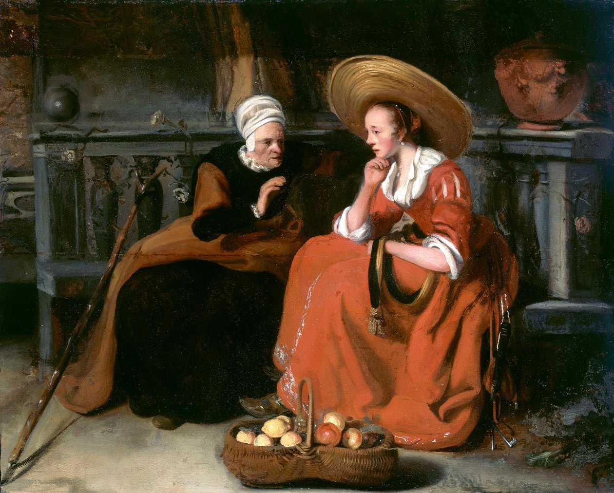 Vertumnus en Pomona door Nicolaes Maes