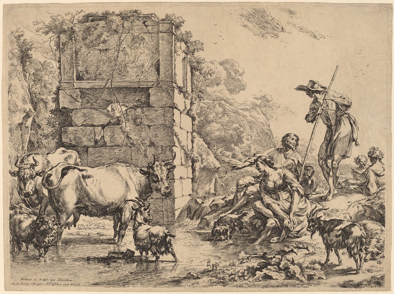 Koe Drinkt door Nicolaes Pietersz Berchem