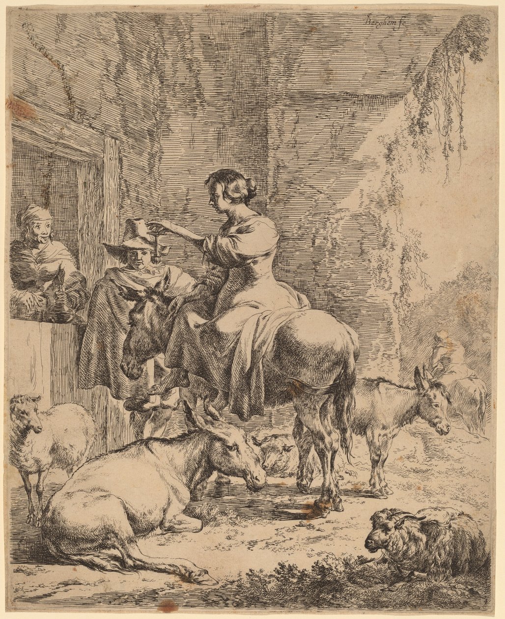 De rust voor de herberg door Nicolaes Pietersz Berchem