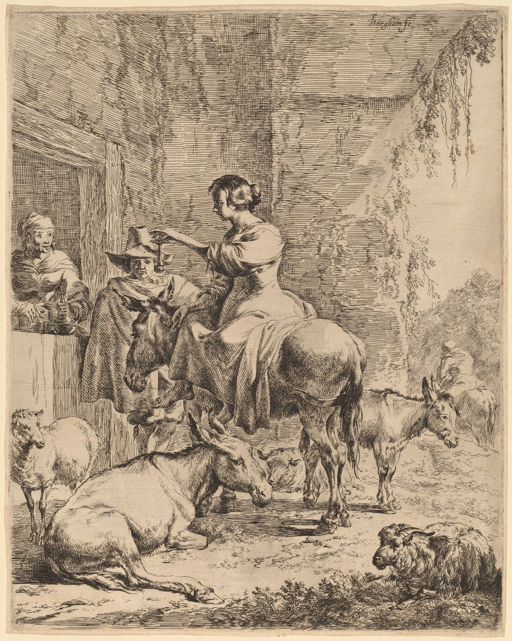 De rust voor de herberg door Nicolaes Pietersz Berchem