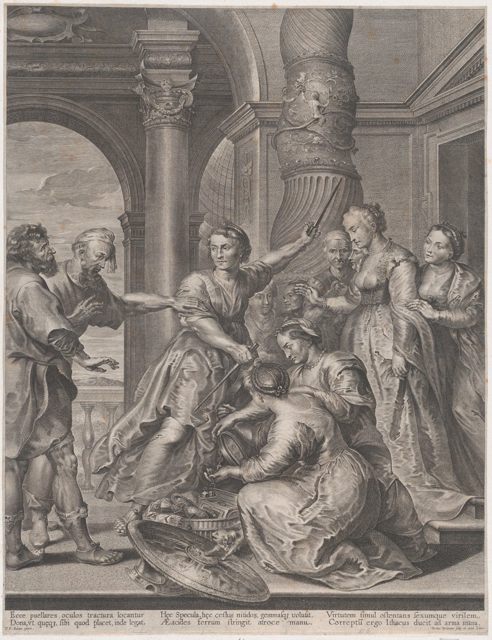 Achilles en de dochters van Lycomedes door Nicolaes Ryckmans