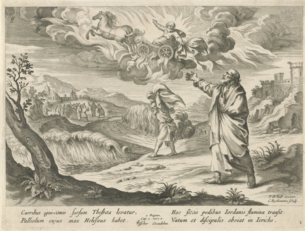 Elisa ziet de hemelvaart van Elia (Geschiedenis van Elisa) door Nicolaes Ryckmans