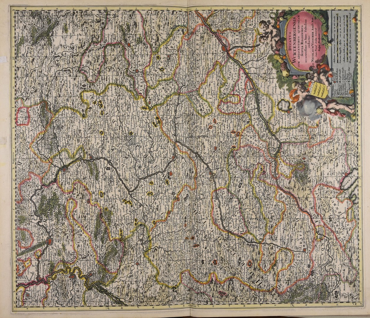 Ducatus Wurtenbergensis cum adjacentibus quibusdam Sueviae regionibus accuratissime in hanc tabulam redactus door Nicolaes Visscher
