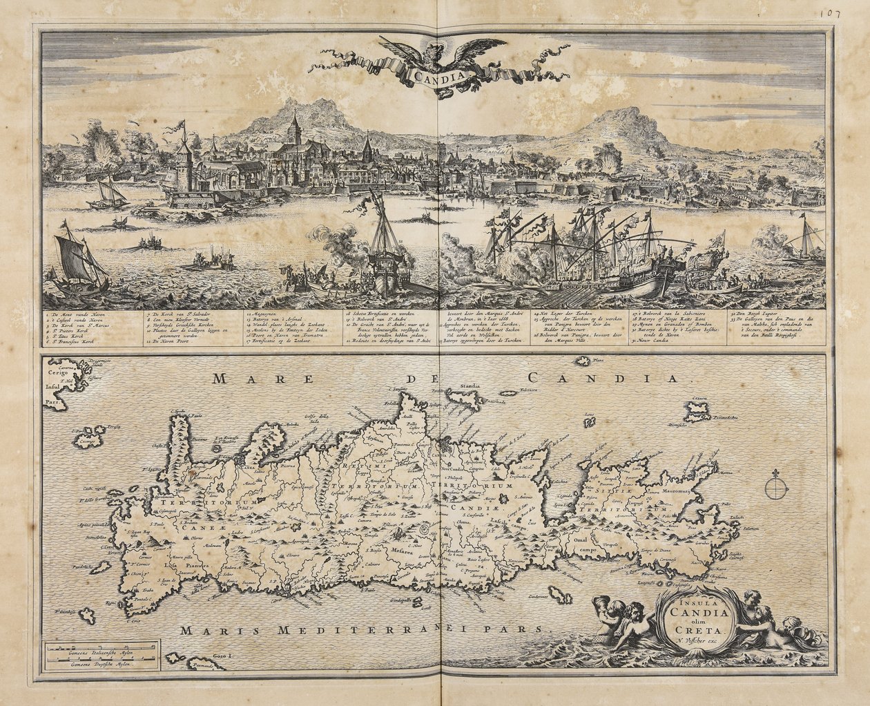 Insula Candia olim Creta / N. Visscher exc. door Nicolaes Visscher
