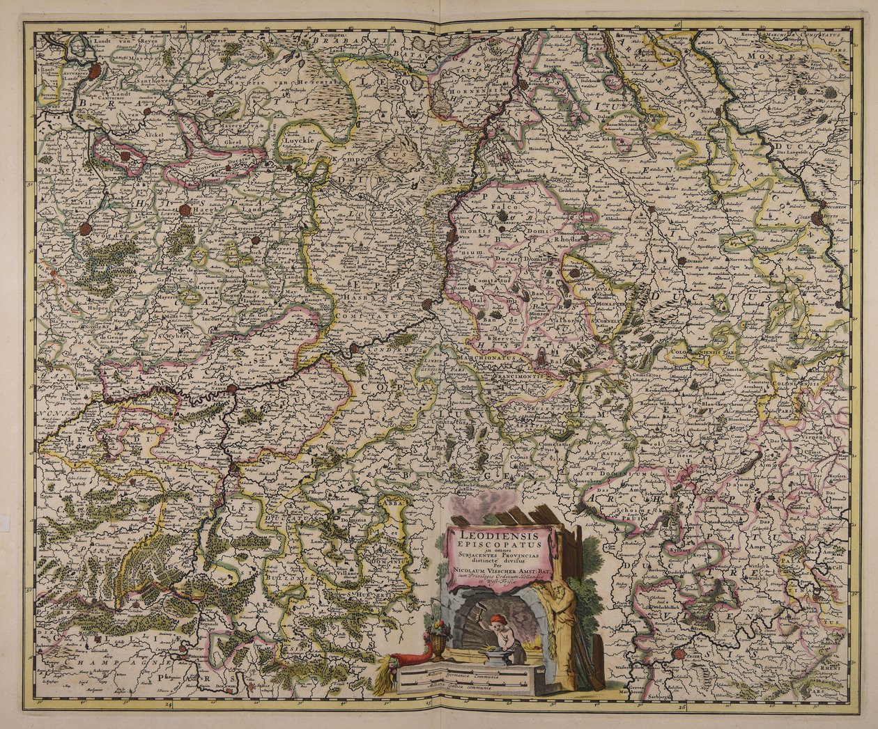 Leodiensis episcopatus in omnes subjacentes provincias distincté divisus door Nicolaes Visscher
