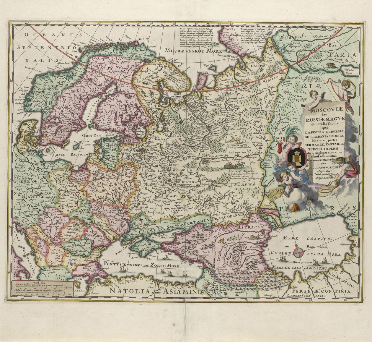 Kaart van Rusland, tweede helft van de 17e eeuw door Nicolaes Visscher