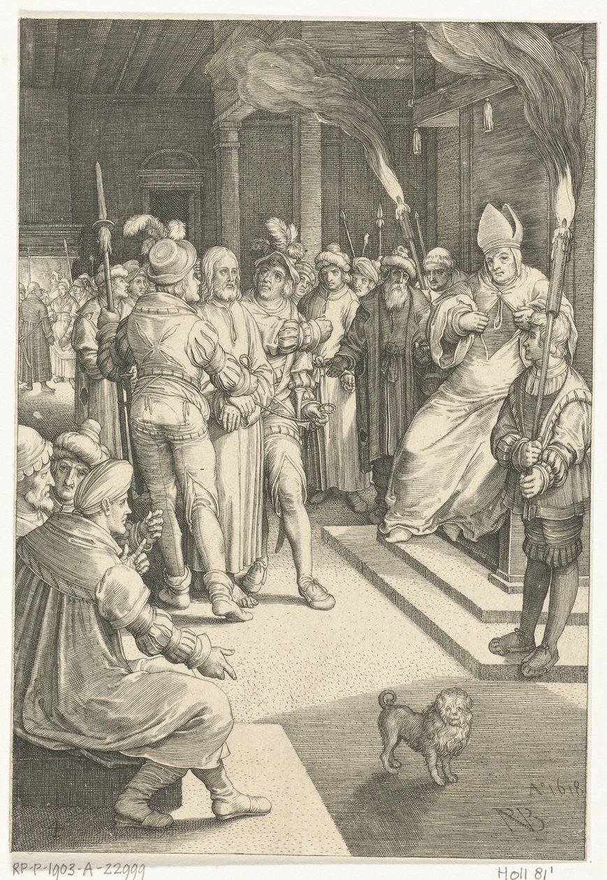 Christus voor Kajafas door Nicolaes de Bruyn