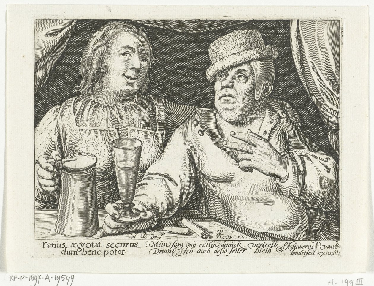 Drinkende man en vrouw door Nicolaes de Bruyn