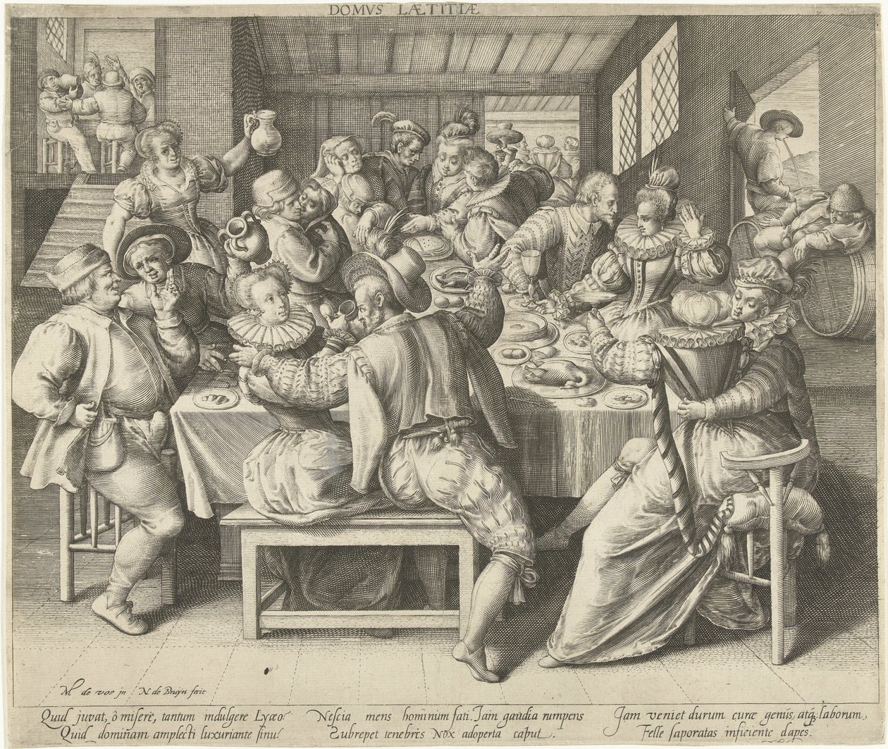 Een huis vol feestrumoer door Nicolaes de Bruyn