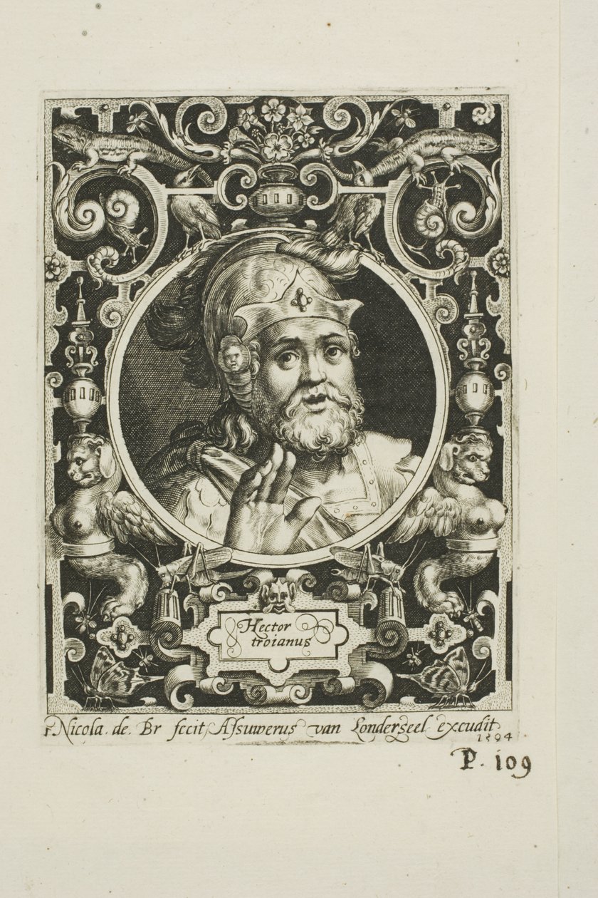 Hector van Troje, plaat één uit De Negen Waardes door Nicolaes de Bruyn
