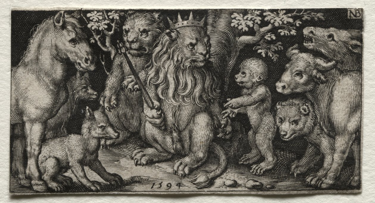 De koning der beesten door Nicolaes de Bruyn