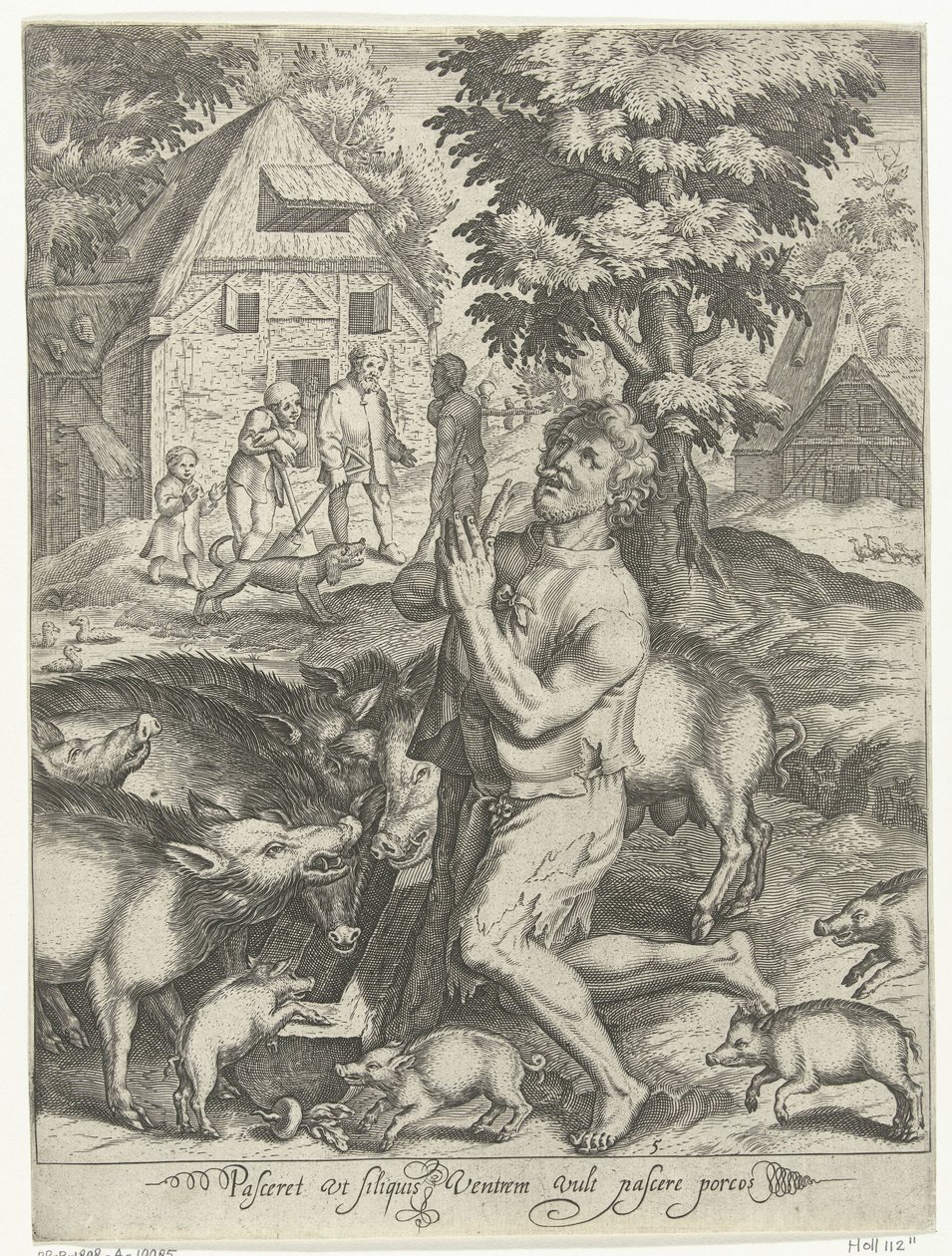 Verloren zoon als varkenshoeder (serie titel: Verhaal van de verloren zoon) door Nicolaes de Bruyn