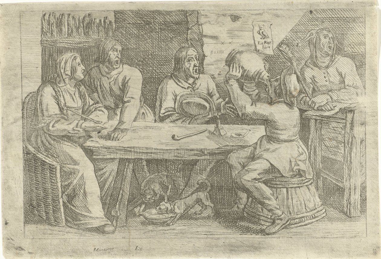 Boerengezelschap met nar door Nicolaes van Haeften