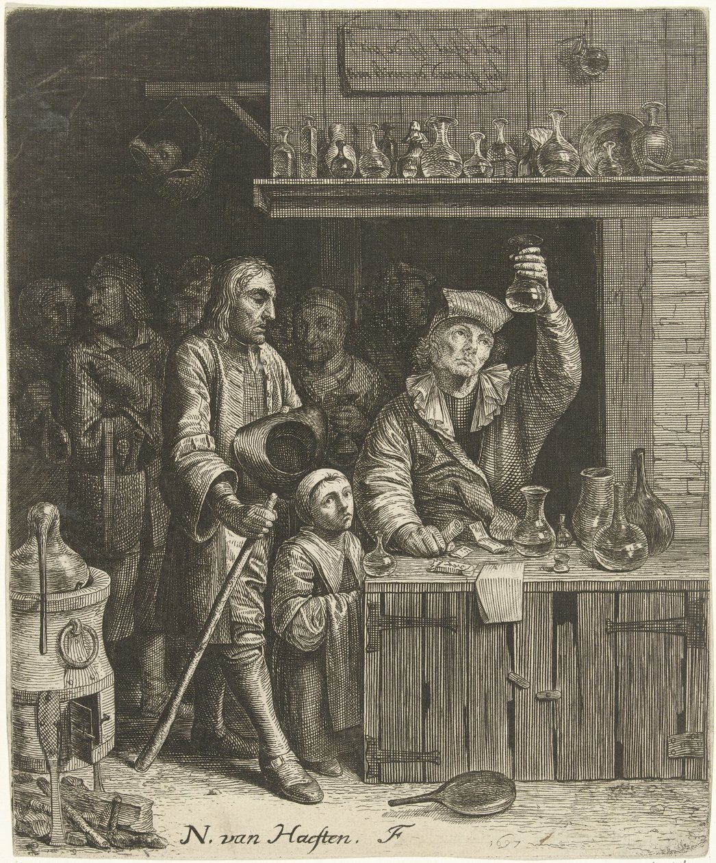 Piskijker en boeren familie door Nicolaes van Haeften