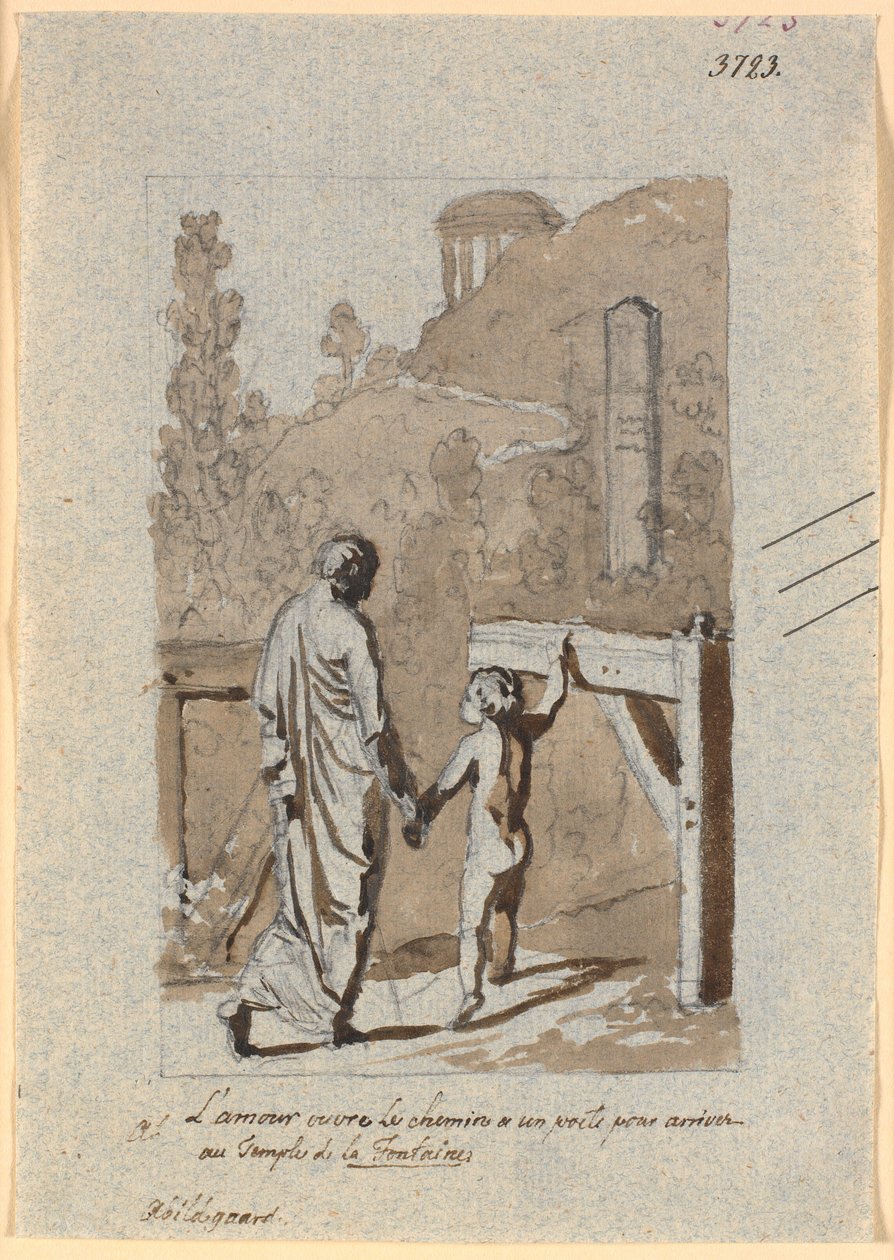 Amor opent de poort voor een dichter naar de tempel van Lafontaine door Nicolai Abildgaard