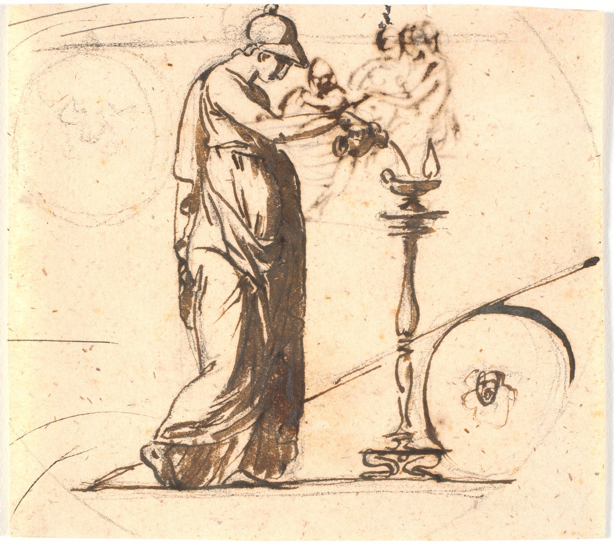 Athene giet olie in een lamp door Nicolai Abildgaard