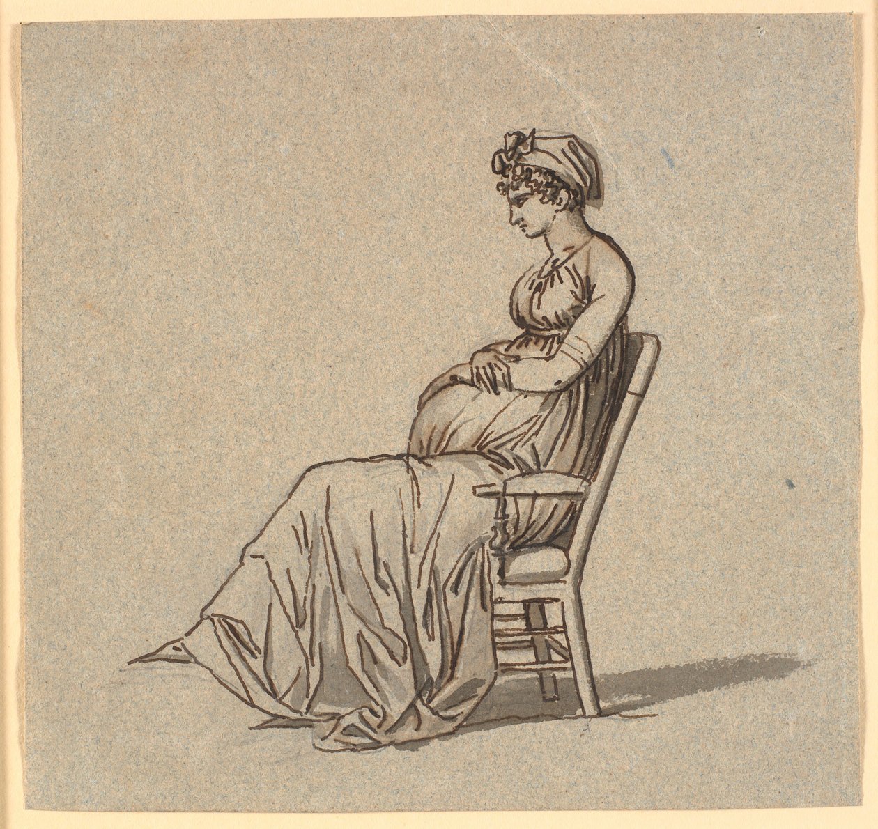 Portret van de tweede vrouw van de kunstenaar, zittend in een leunstoel, zwanger door Nicolai Abildgaard