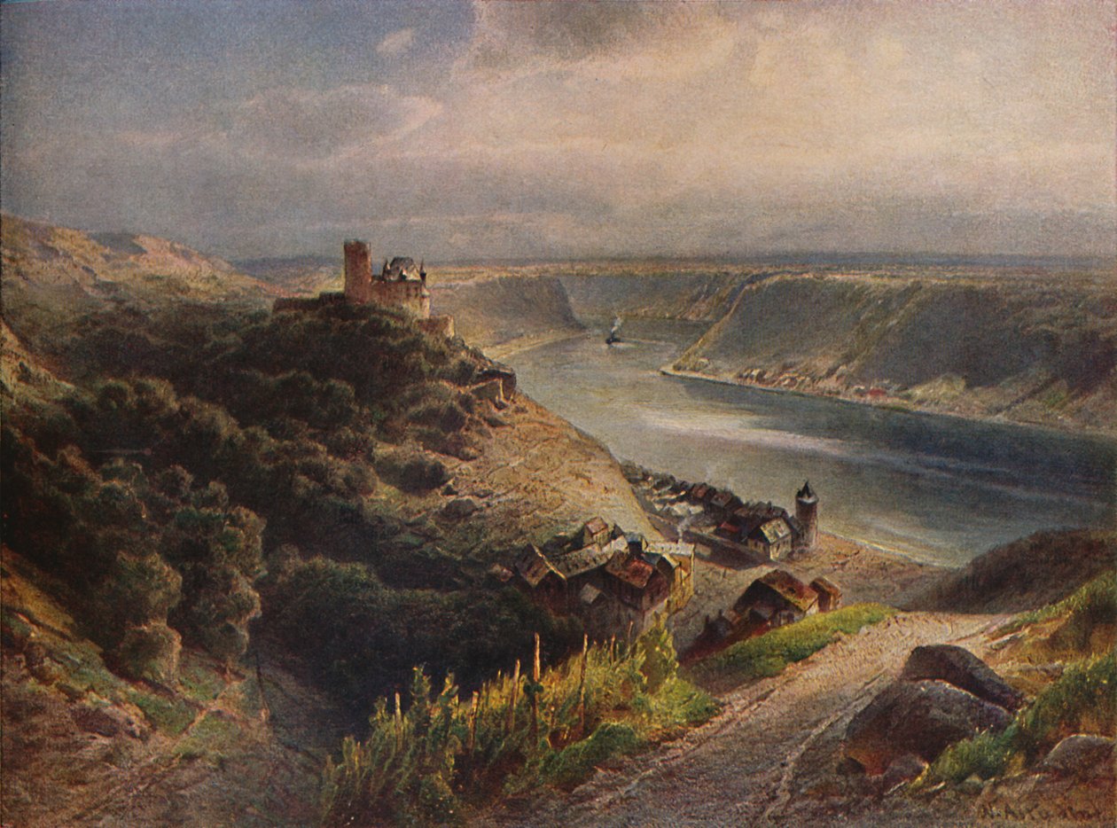 Burg Katz met uitzicht op de Loreley, 1923 door Nicolai Astudin