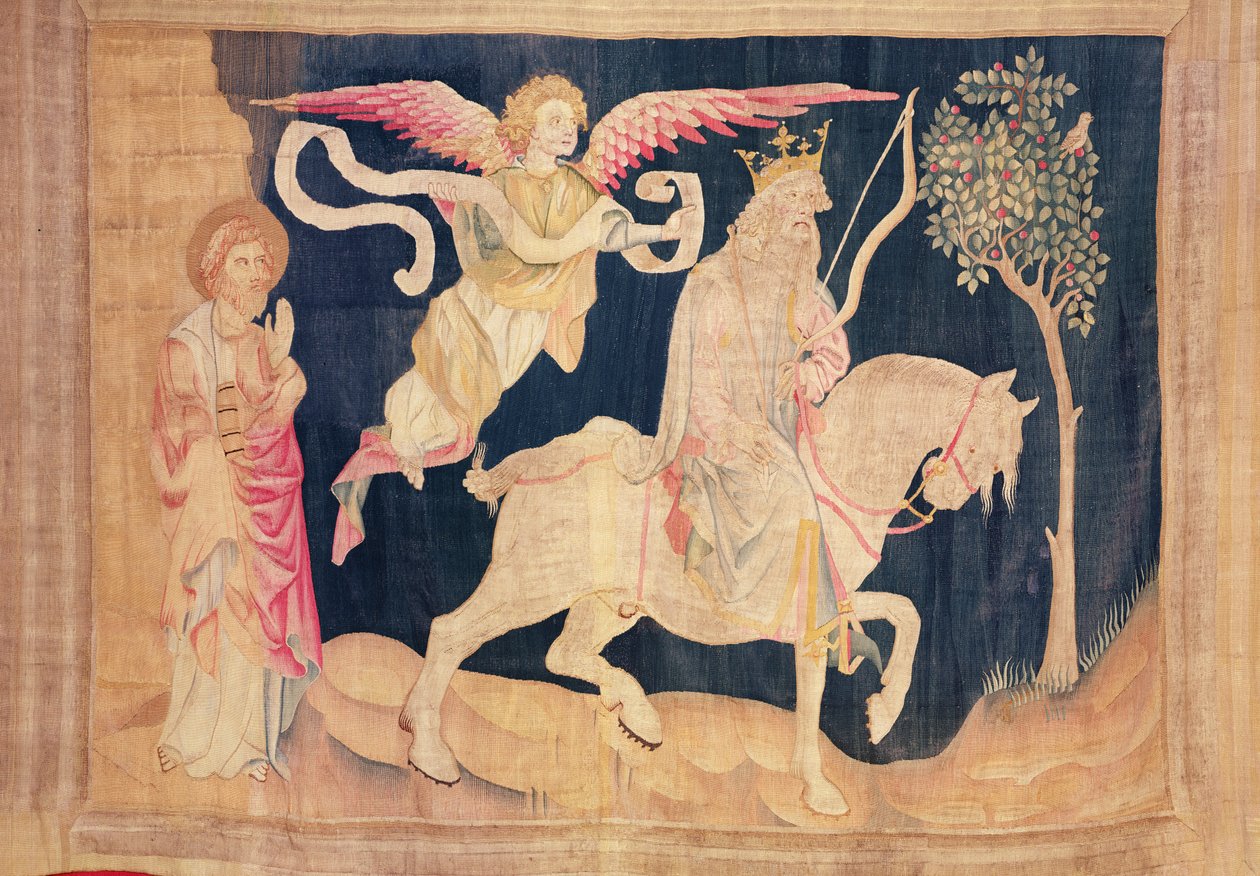 De ruiter van het witte paard, uit de Apocalyps Tapestry van Angers, 1373-1387 (tapisserie) door Nicolas Bataille