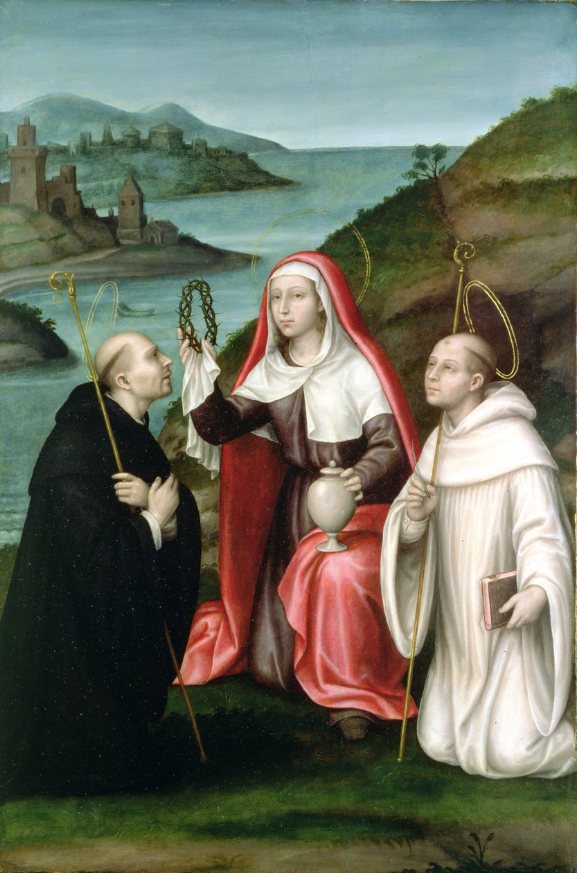 St. Maria Magdalena met St. Dominicus en St. Bernardus, c.1580 door Nicolas Borras