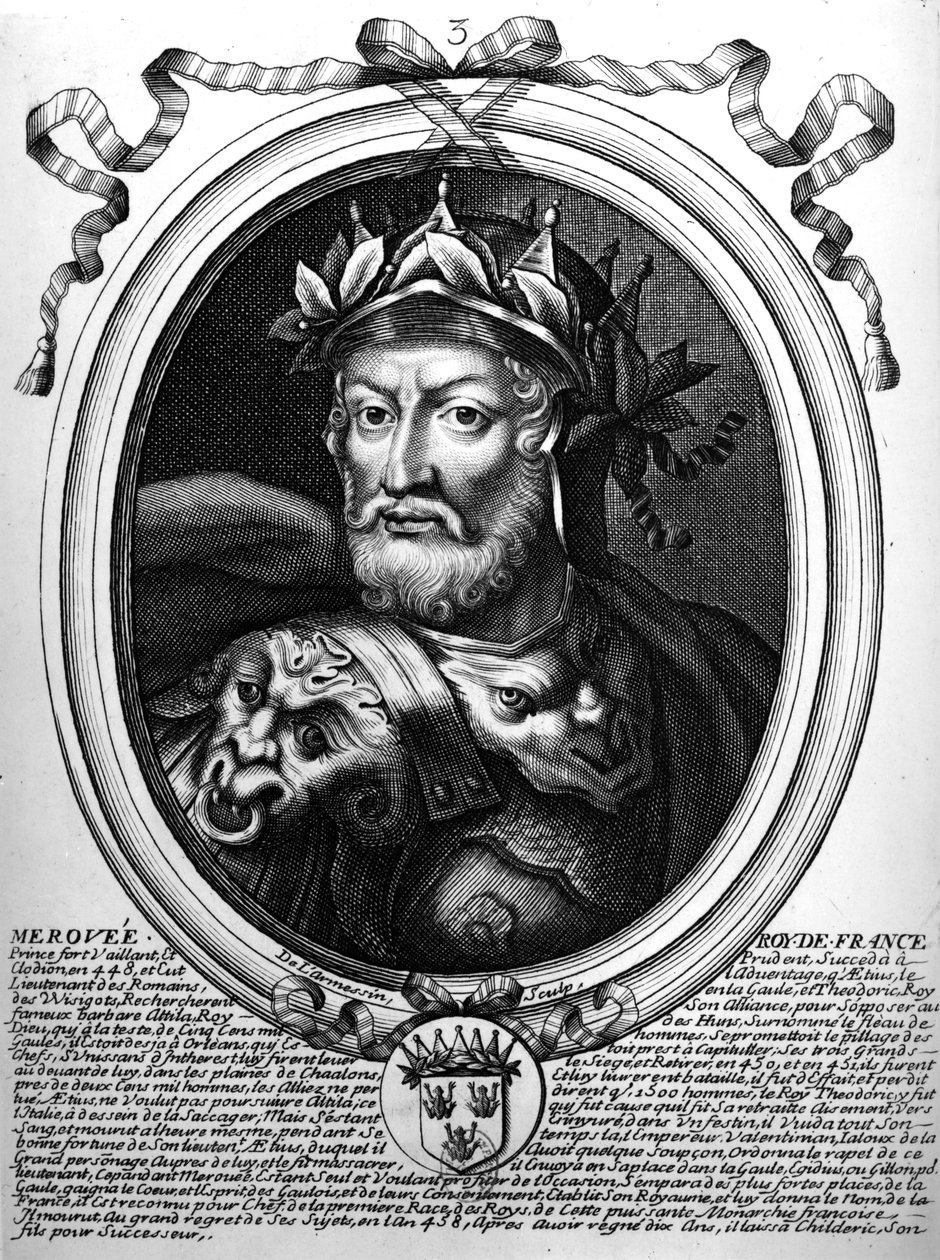 Portret van Merovech (overleden 456) Koning van de Salische Franken, uit 
