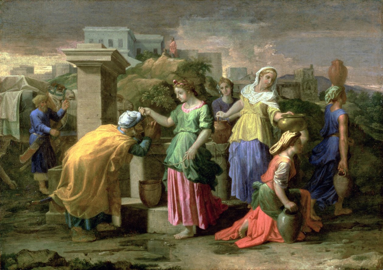 Eliezer en Rebekka bij de Bron, ca. 1660-65 door Nicolas Poussin
