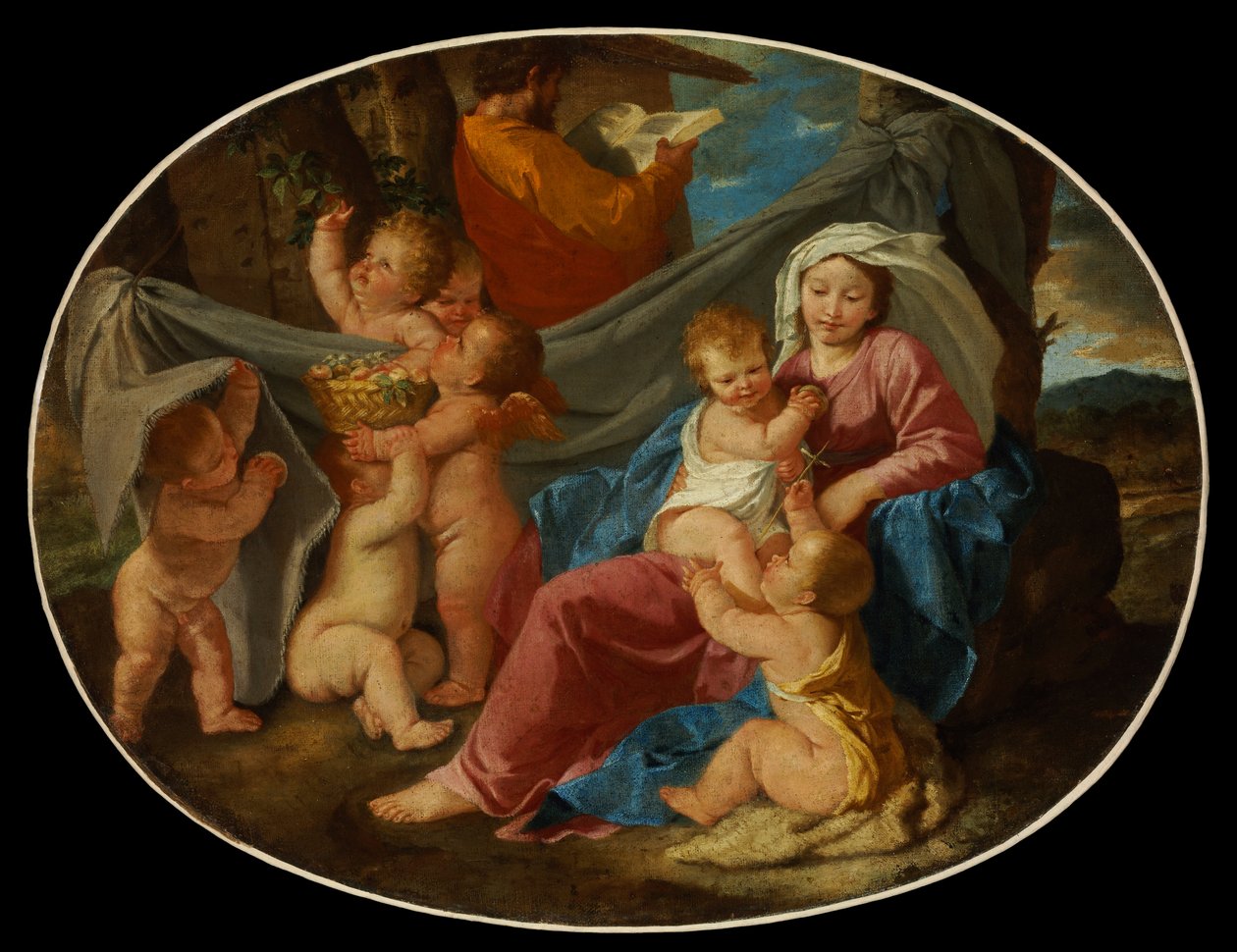 De rust tijdens de vlucht naar Egypte door Nicolas Poussin