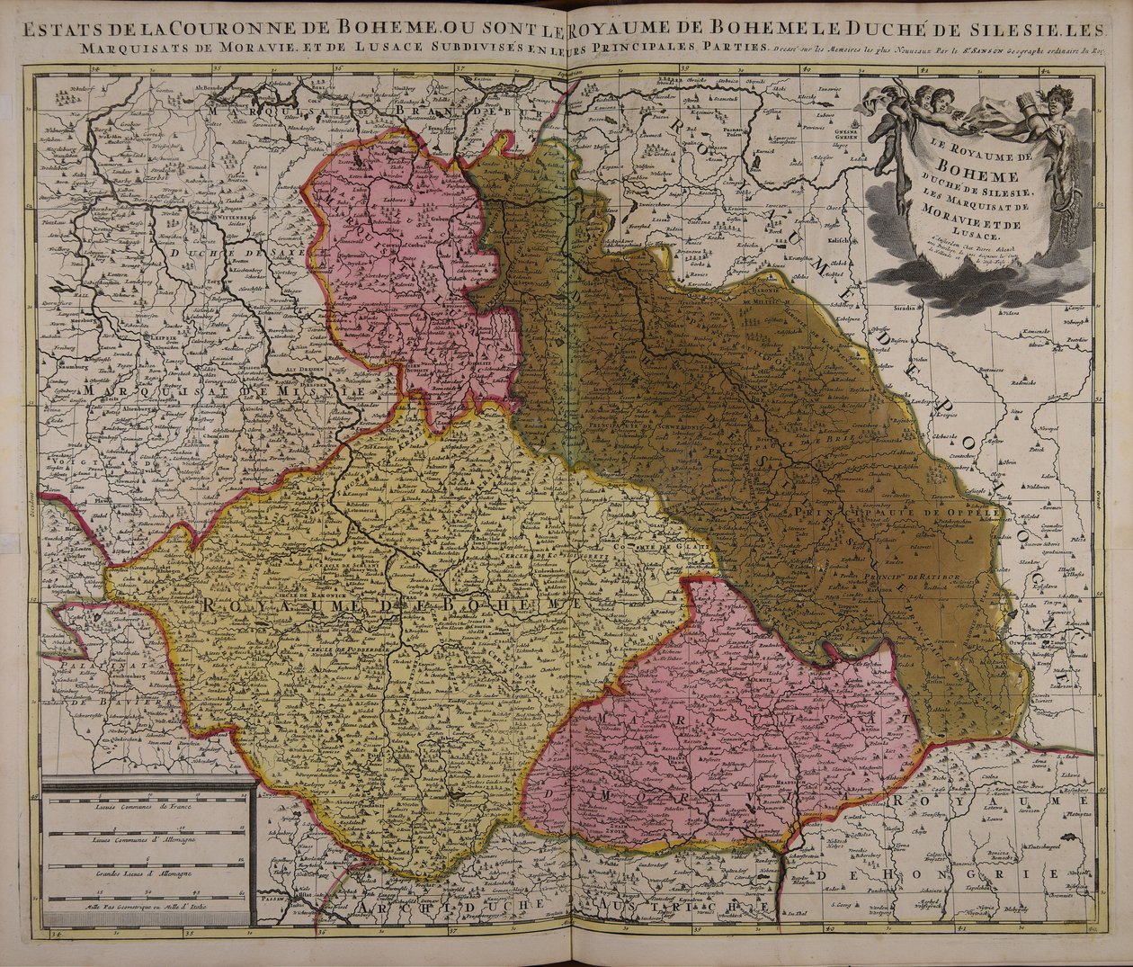 Het koninkrijk Bohemen, hertogdom Silezië, markgraafschap Moravië en Lusatië door Nicolas Sanson