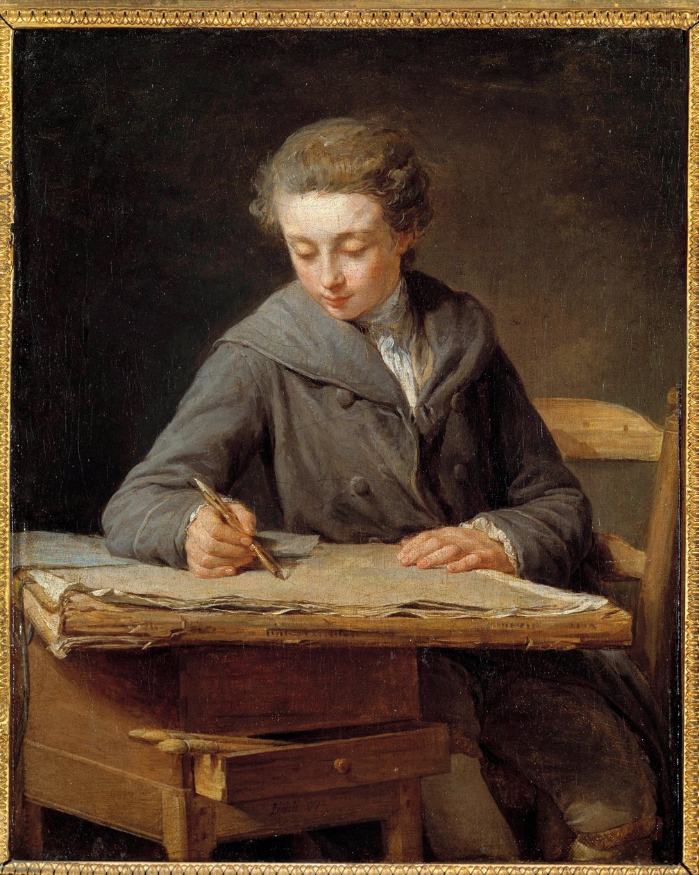 De kleine tekenaar: portret van Carle Vernet op 14-jarige leeftijd. Opgevoed door de auteur van dit schilderij, Nicolas Bernard Lepicie door Nicolas Bernard Lepicie