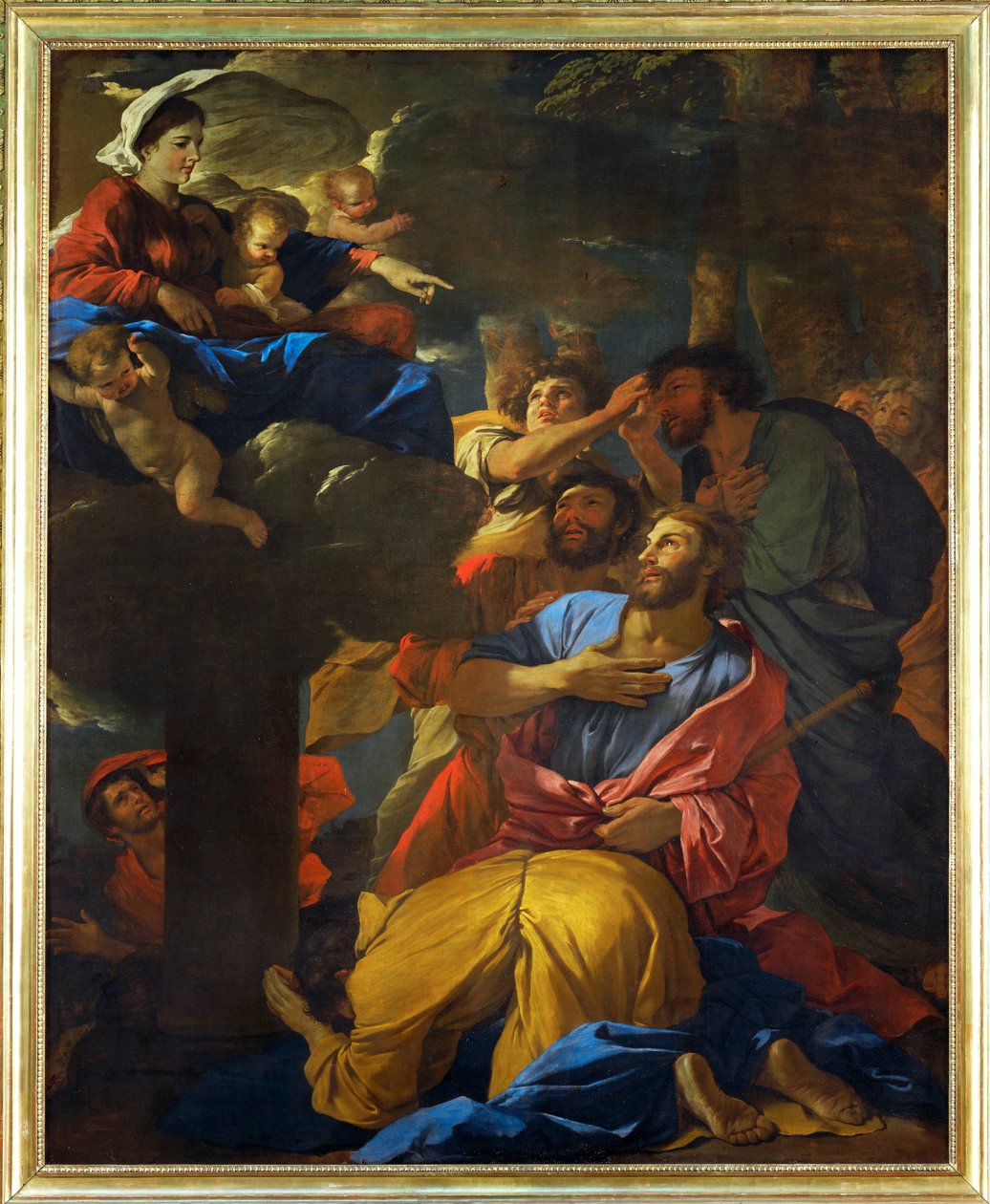 Verschijning van de Vierge aan Sint Jaques le Majeur - de Maagd verschijnt aan Sint Jacobus de Oude;1629-1630 ... door Nicolas (attr.to) Poussin
