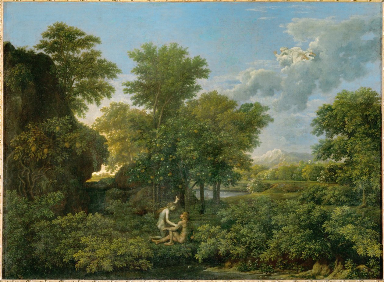Le Printemps, ou le Paradis Terrestre - Lente, of het paradijs op aarde ... door Nicolas (attr.to) Poussin