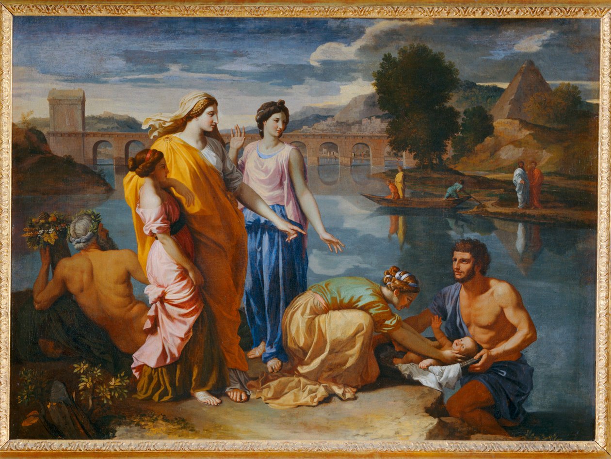 Moise sauve des eaux - Mozes gered uit de wateren. 1638 ... door Nicolas (attr.to) Poussin