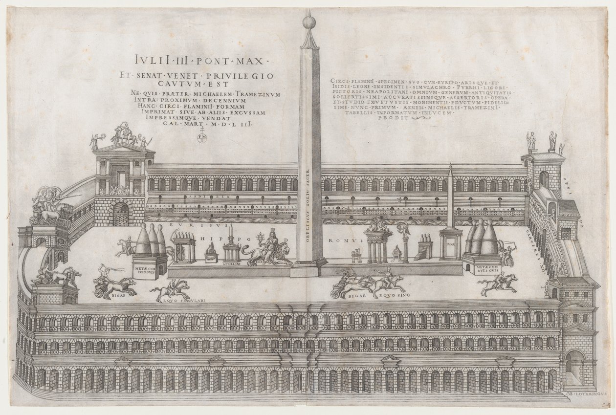Speculum Romanae Magnificentiae: Circus Flaminius, 1553 door Nicolas Beatrizet