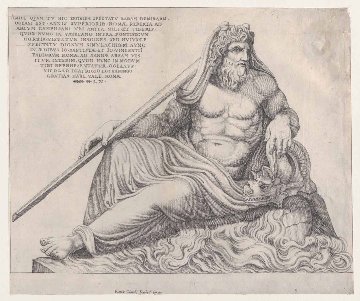 Speculum Romanae Magnificentiae: De oceaangod, 1560 door Nicolas Beatrizet