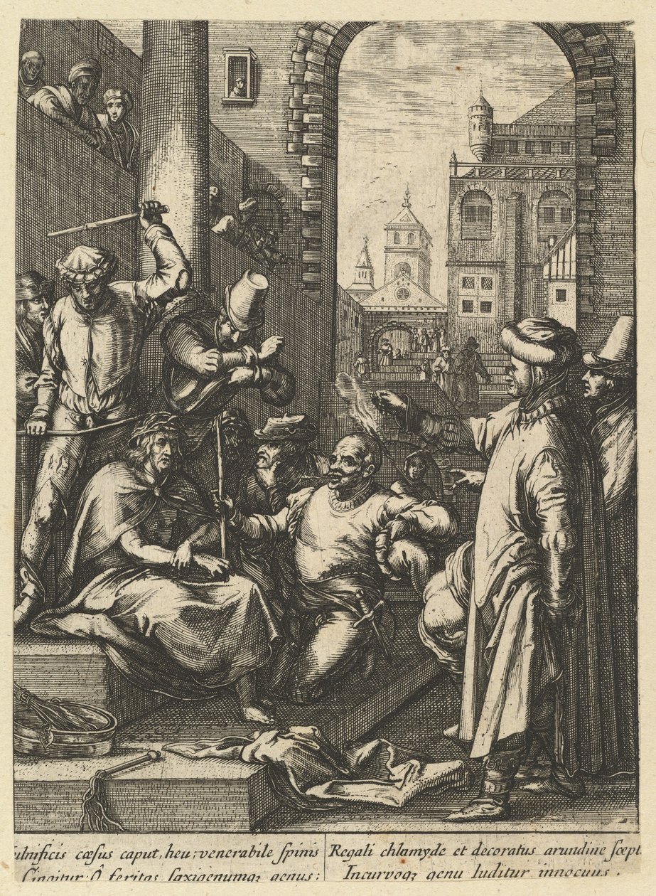 De kroning met doornen, uit De Passie van Christus, midden 17e eeuw door Nicolas Cochin