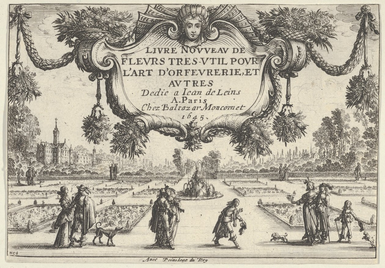 Titelplaat, uit Livre Nouveau de Fleurs Tres-Util, 1645 door Nicolas Cochin