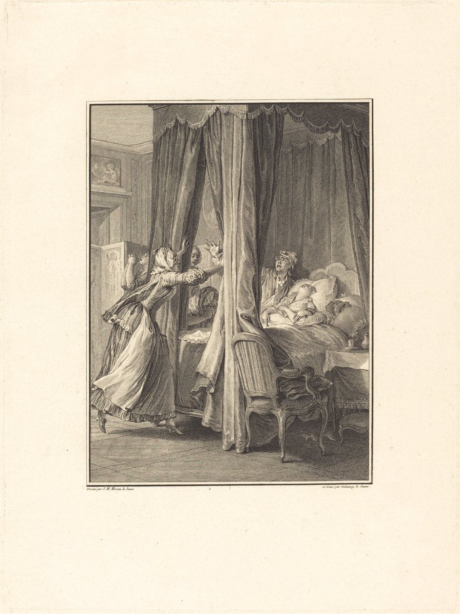 De Dood van Julie door Nicolas Delaunay after Jean Michel Moreau