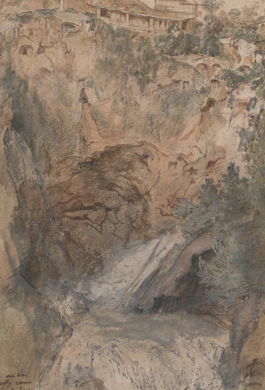 Uitzicht op de Watervallen bij Tivoli, ca. 1724-33 door Nicolas Delobel