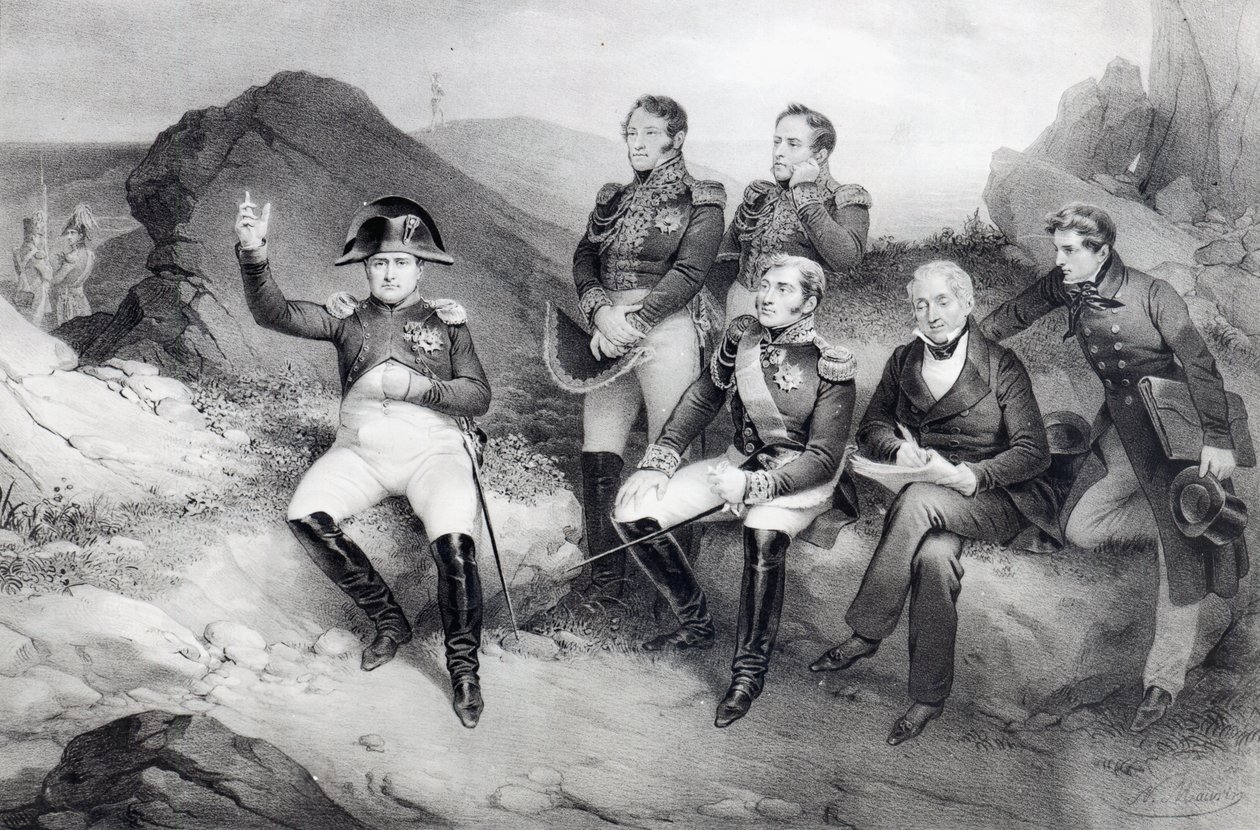 Keizer Napoleon I (1769-1821) dicteert zijn memoires aan Emmanuel Las Cases (1766-1842) op Sint-Helena, 1860 door Nicolas Eustache Maurin