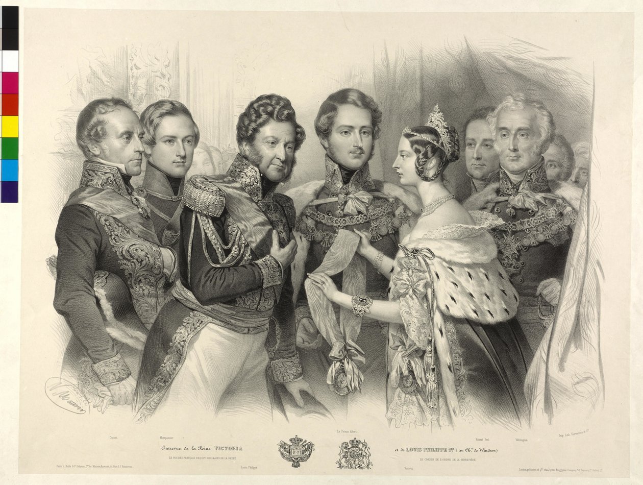 Koningin Victoria van Engeland presenteert koning Louis Philipp van Frankrijk de Orde van de Kousenband door Nicolas Eustache Maurin