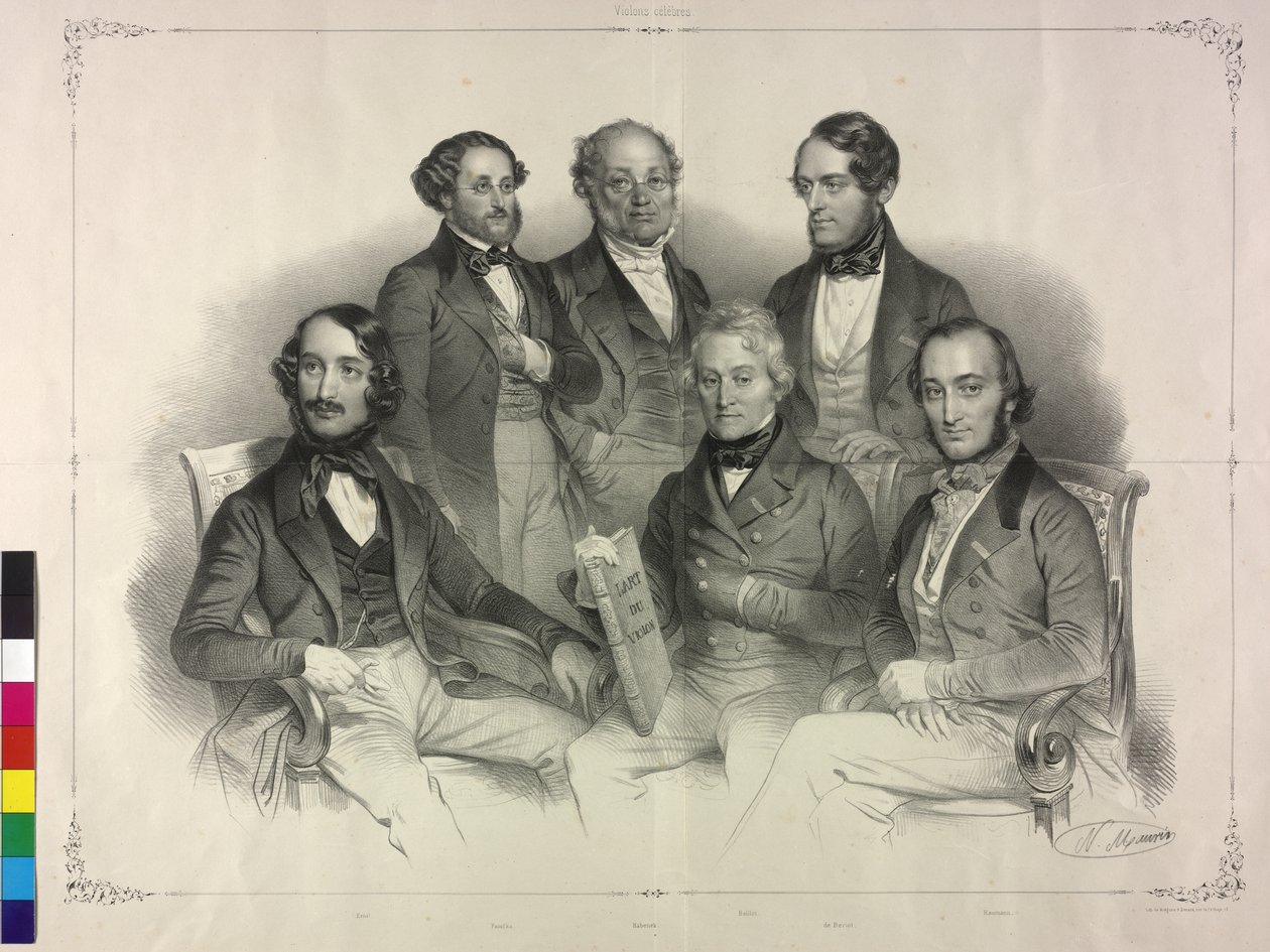 Tableau met afbeeldingen van Henry Wilhelm Ernst beroemde violist door Nicolas Eustache Maurin