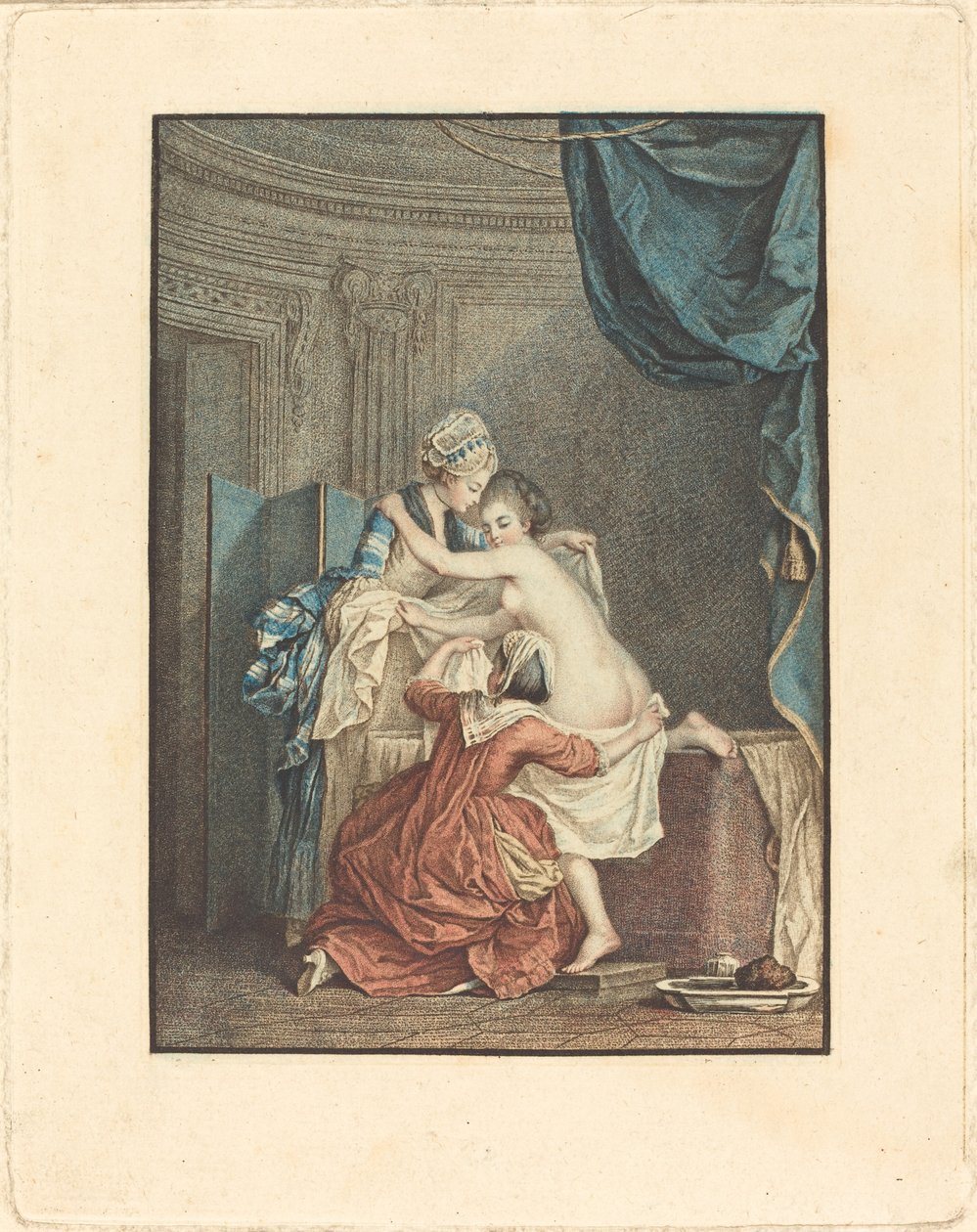 Het Bad door Nicolas François Regnault after Pierre Antoine Baudouin