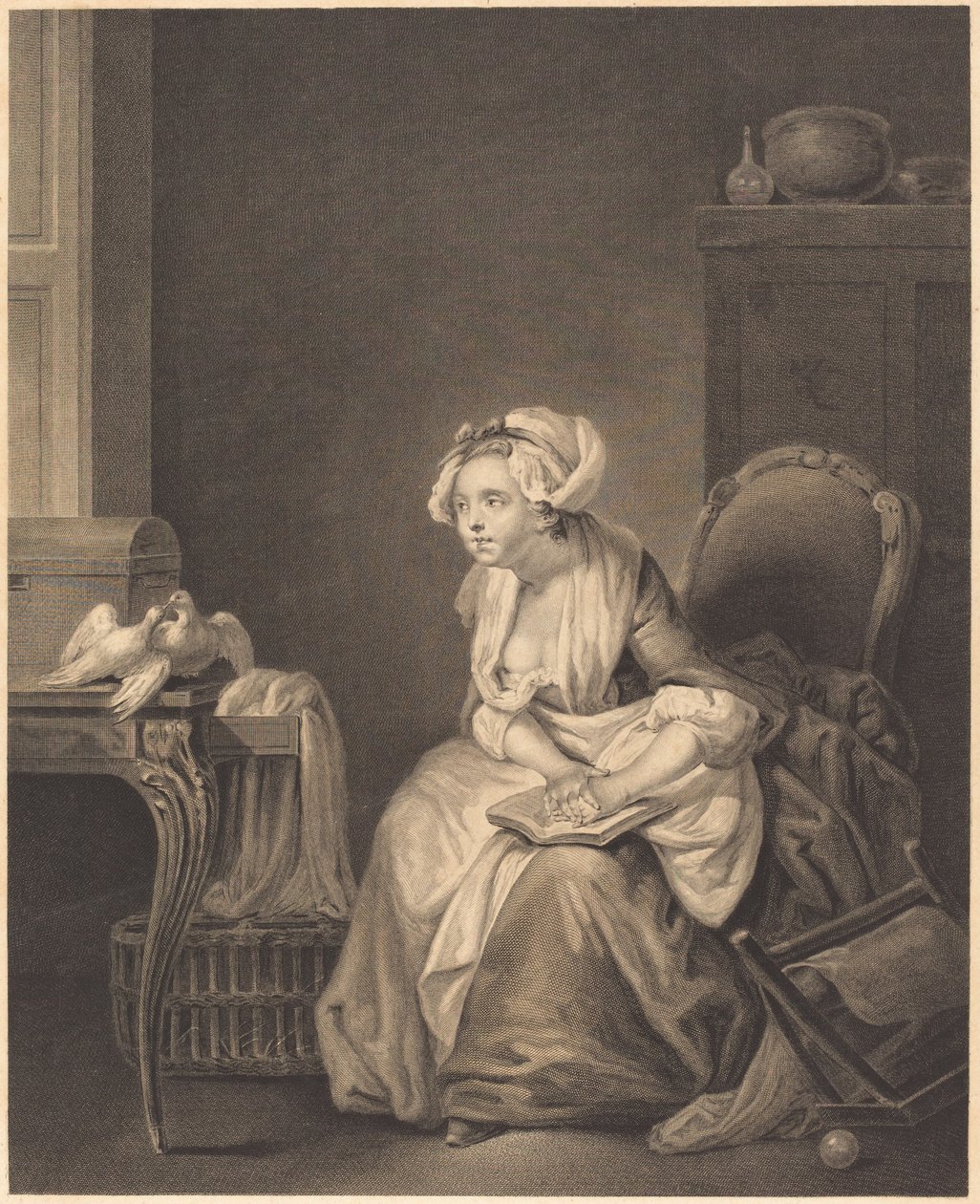 De Eerste Les in de Liefde door Nicolas Joseph Voyez after Jean Baptiste Greuze