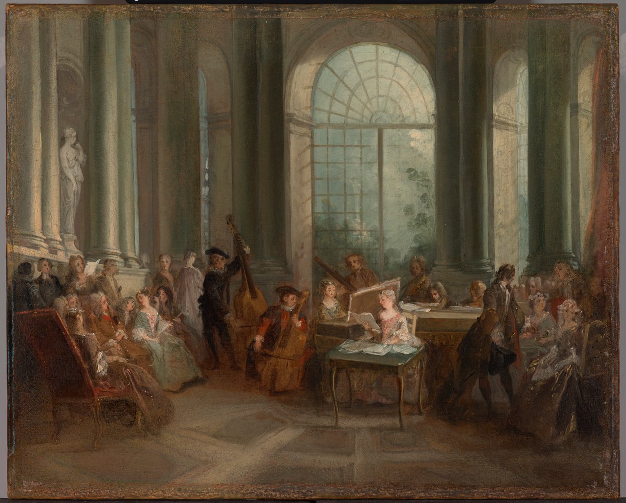 Concert in de ovale zaal van het kasteel van Pierre Crozat in Montmorency door Nicolas Lancret