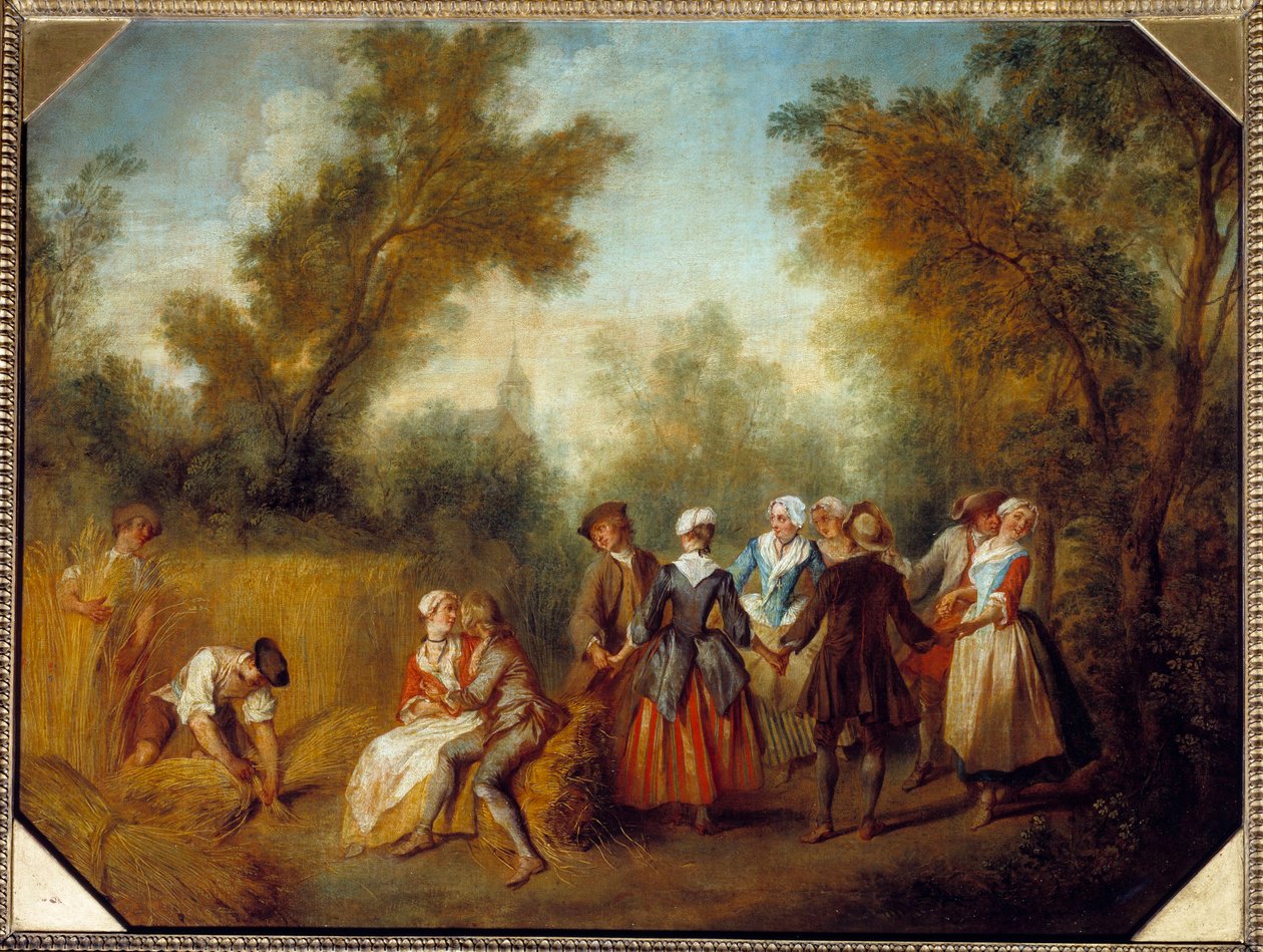 Zomerlandelijk feest tijdens de oogsttijd door Nicolas Lancret