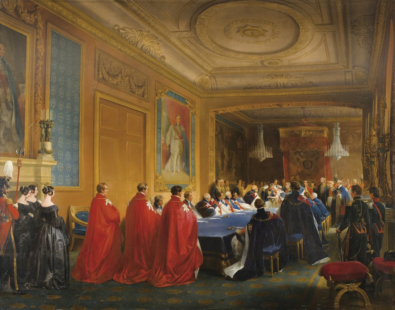 Louis-Philippe ontvangt de Orde van de Kousenband uit handen van een jonge koningin Victoria, 1844 door Nicolas Louis Francois Gosse