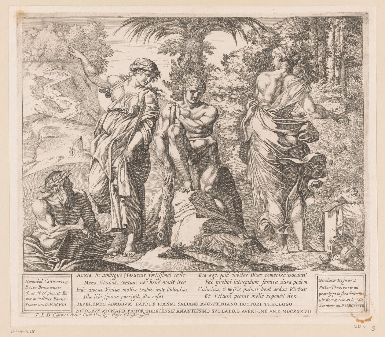 Hercules tussen Deugd en Ondeugd door Nicolas Mignard